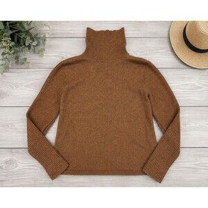 Country Shop Extrafine Merino Wool Turtleneck Sweater L Brown Italian Yarn